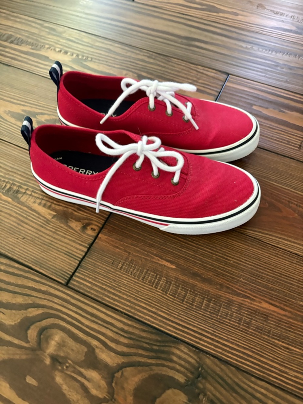 Red Canvas Women’s Sneakers with White Laces - Classic Casual